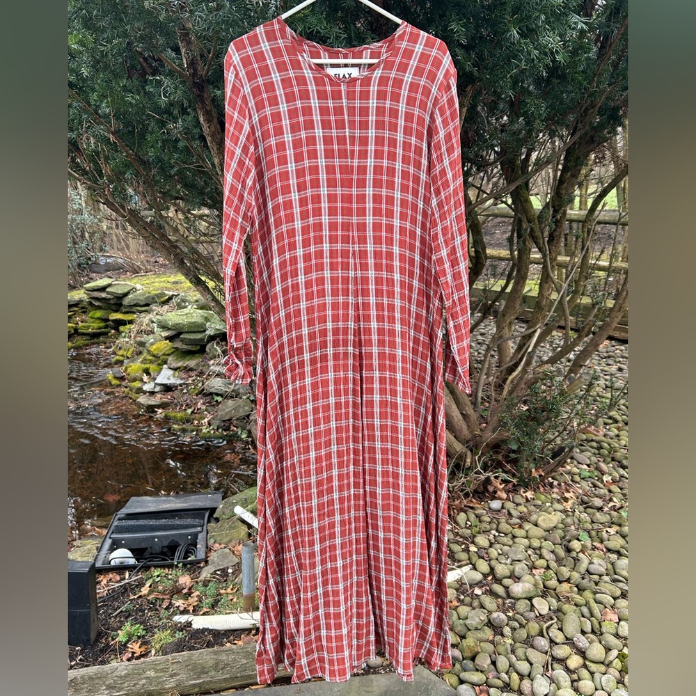 Rayon, Plaid FLAX dress!